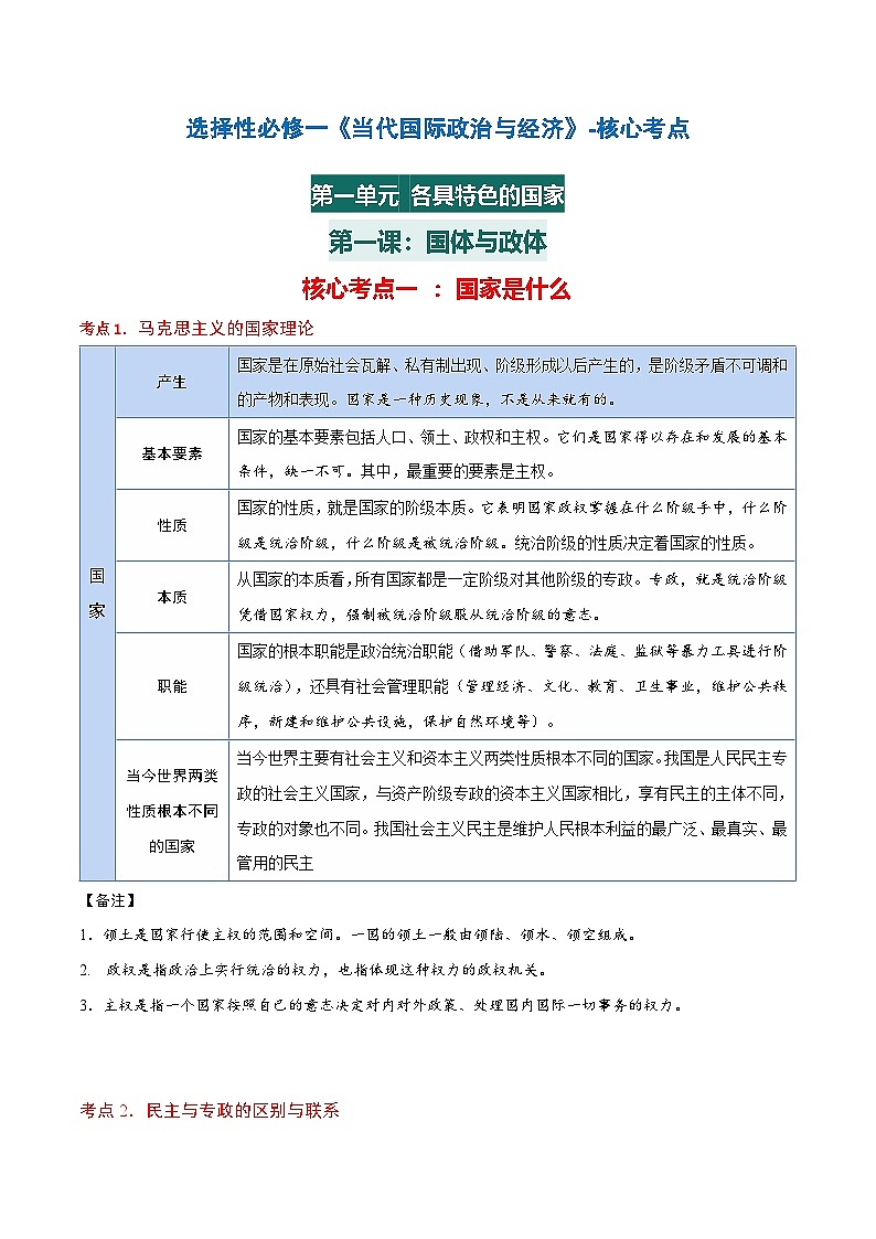 选择性必修一《当代国际政治与经济》【核心考点】-2025年高考政治一轮复习核心考点与答题模板讲义（新高考专用）第2页