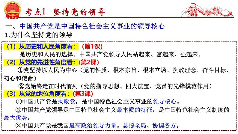 第三课  坚持和加强党的全面领导-2025年高考政治一轮复习考点精讲课件（统编版必修3）05