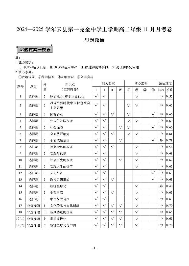 政治答案第1页
