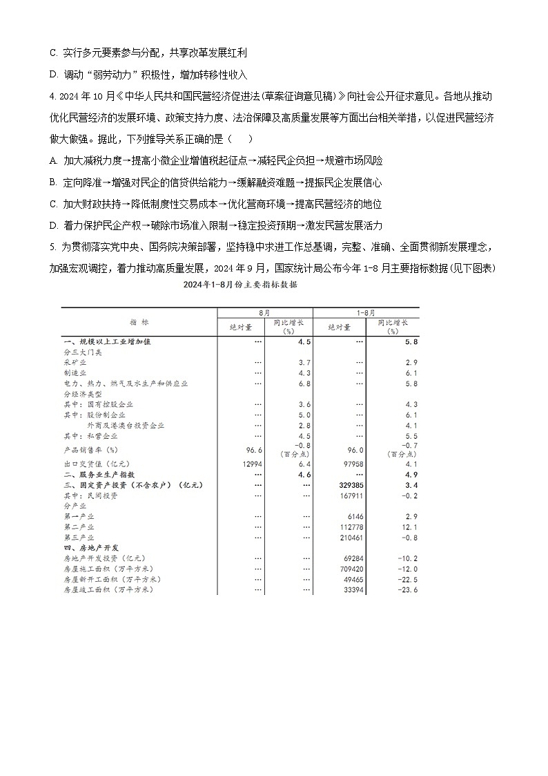 精品解析：江苏省苏州市2024-2025学年高三上学期期中调研政治试题（原卷版）第2页