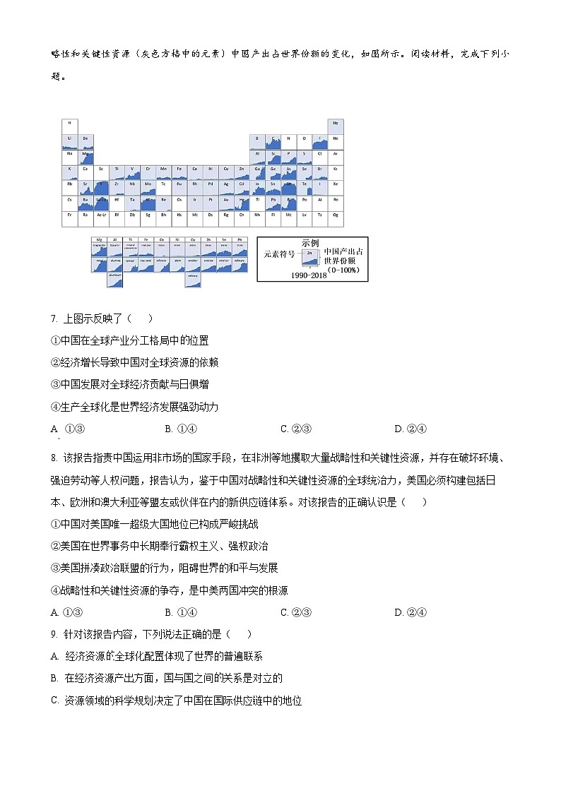 2022年高考真题——政治（重庆卷） Word版无答案第3页