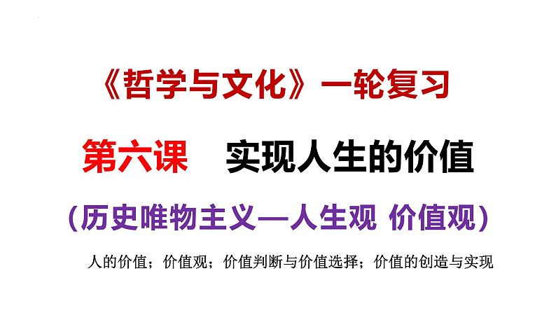 第六课 实现人生的价值-备战2025年高考政治一轮复习课件（新高考通用）第1页