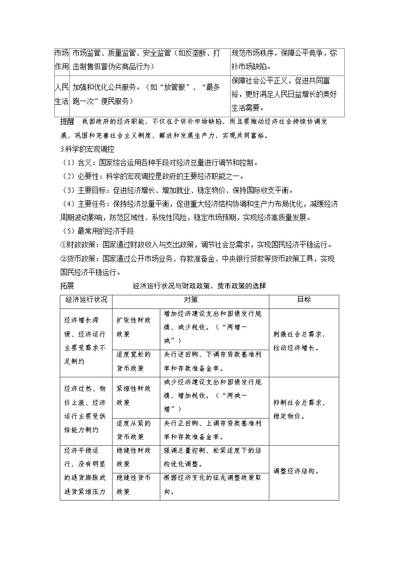 备战2025年高考政治精品教案必修2经济与社会第二课我国的社会主义市场经济体制第二课时更好发挥政府作用（Word版附解析）第3页