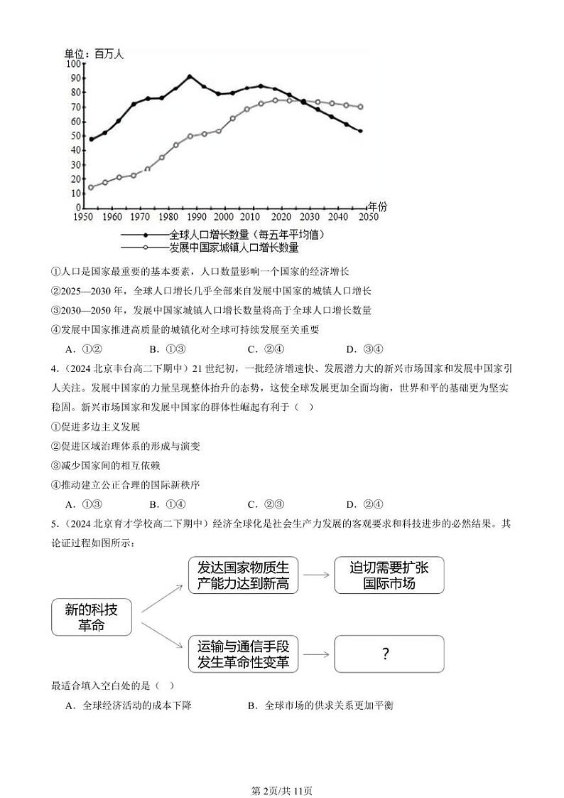 2022-2024北京重点校高二（下）期中真题政治汇编：走进经济全球化章节综合第2页