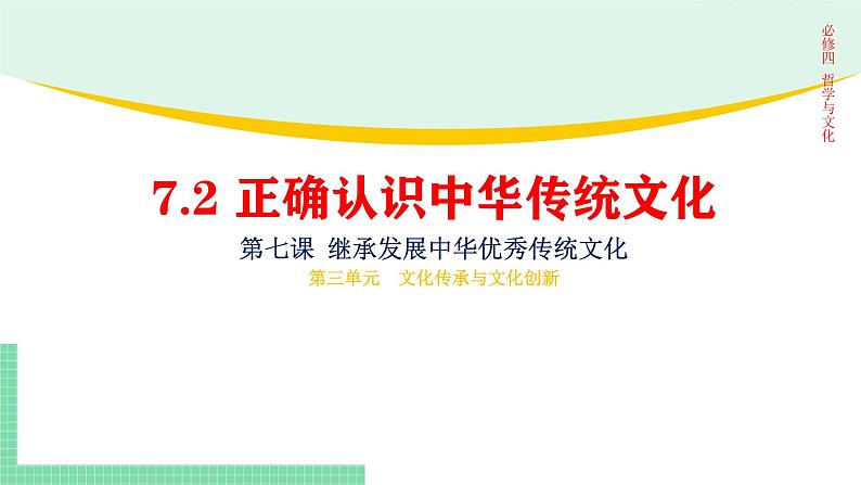 7.2 正确认识中华传统文化-2024-2025学年高二思想政治必修4 哲学与文化课件第1页