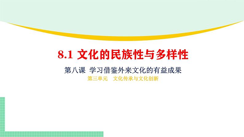 8.1 文化的民族性与多样性-2024-2025学年高二思想政治必修4 哲学与文化课件第1页