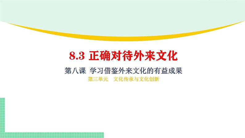 8.3正确对待外来文化-2024-2025学年高二思想政治必修4 哲学与文化课件第1页