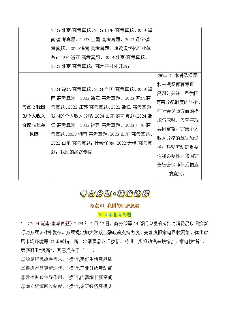 专题03 经济发展与社会进步-【真题汇编】最新3年（22-24年）高考政治真题分类汇编（解析版）第2页