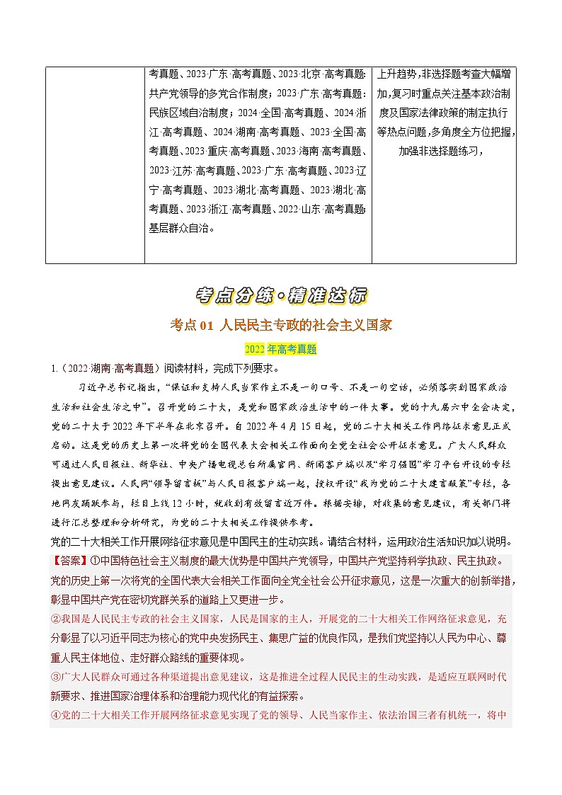 专题05 人民当家作主-【真题汇编】最新3年（22-24年）高考政治真题分类汇编（解析版）第2页