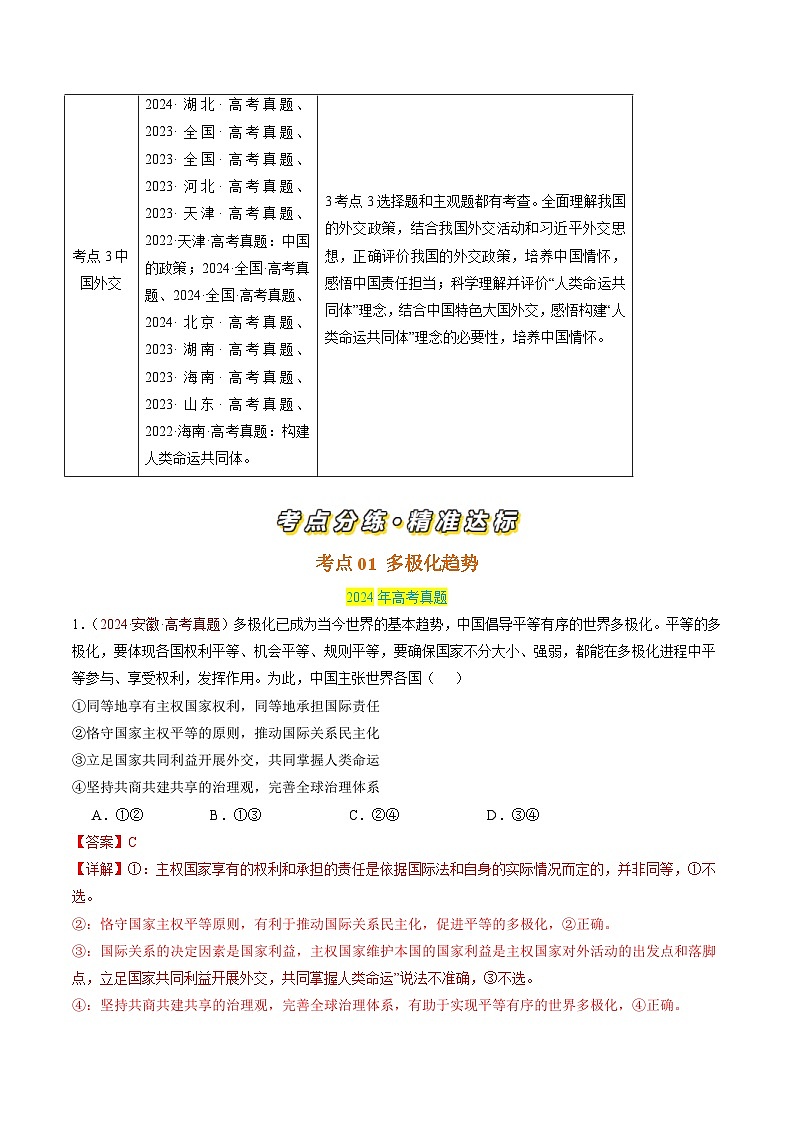 专题11 世界多极化-【真题汇编】最新3年（22-24年）高考政治真题分类汇编（解析版）第2页