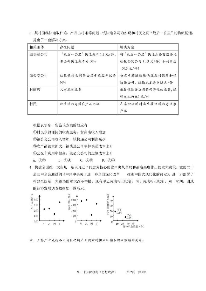 十月阶段测（政治）第2页
