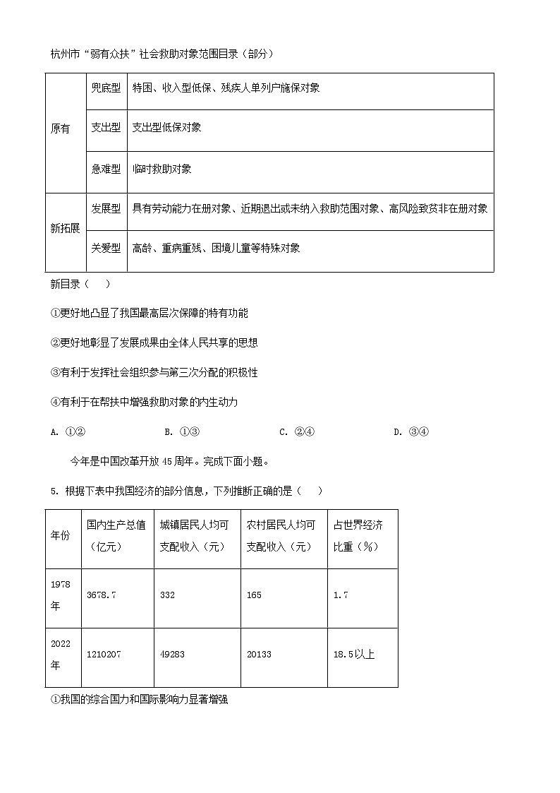 重庆市2023_2024学年高三政治上学期12月月考试题第2页