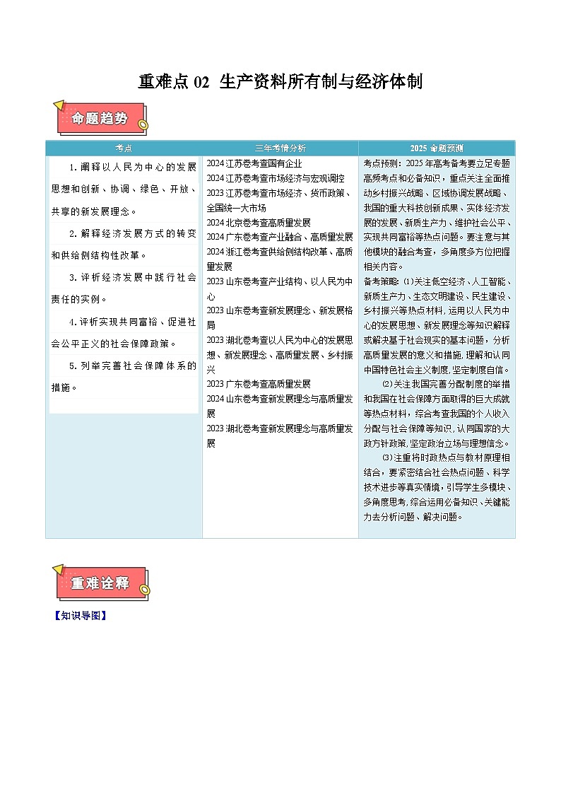 重难点03 经济发展与社会进步-2025年高考政治 热点 重点 难点 专练（江苏专用）（解析版）第1页