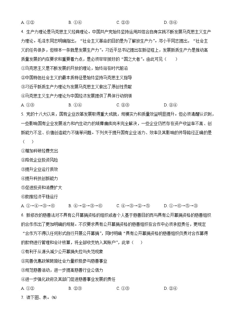 四川省内江市第六中学2024-2025学年高三上学期第三次月考政治试题 Word版无答案第2页