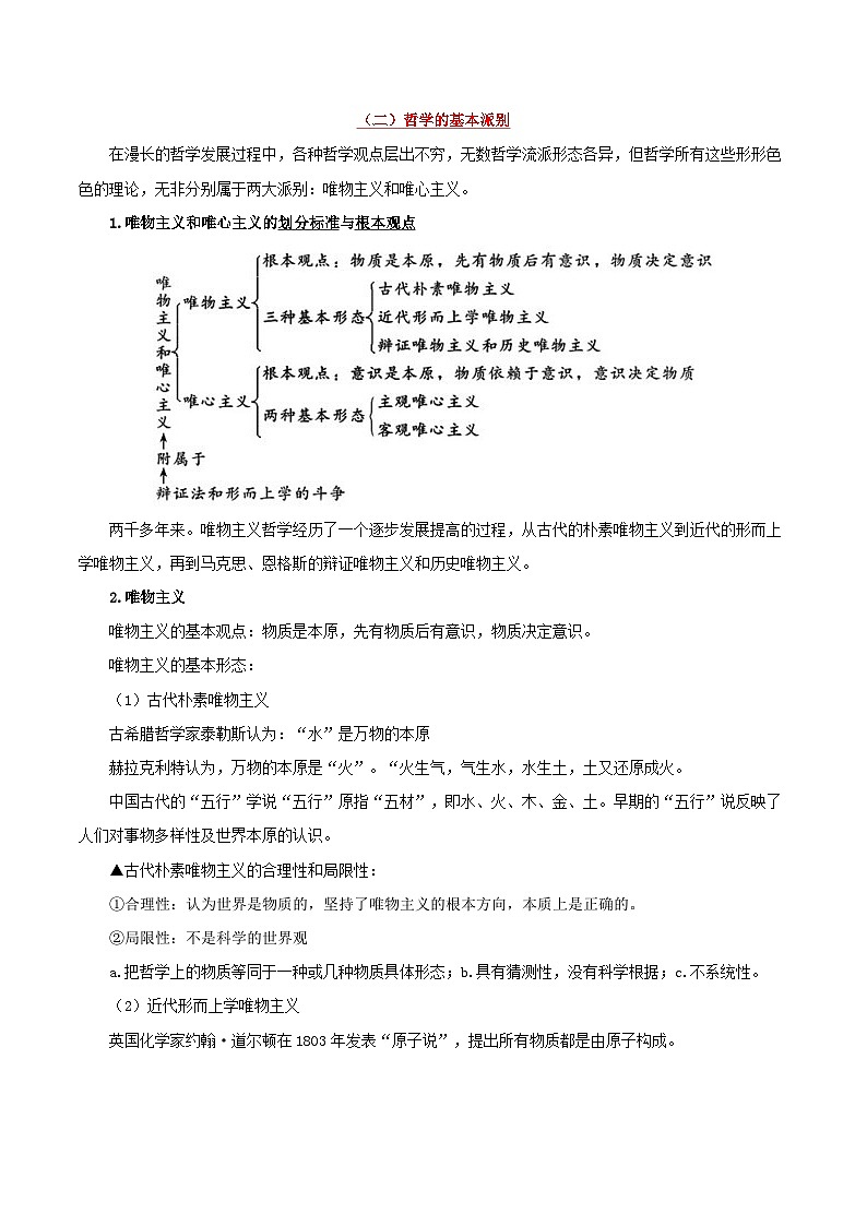 备战2025年高考政治考点一遍过学案考点41 哲学的基本问题及基本派别（附解析）第2页