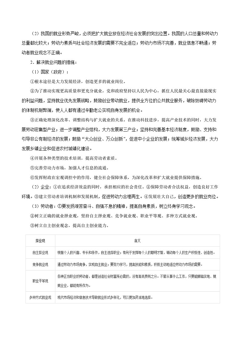 备战2025年高考政治考点一遍过学案考点07 劳动者（附解析）第2页