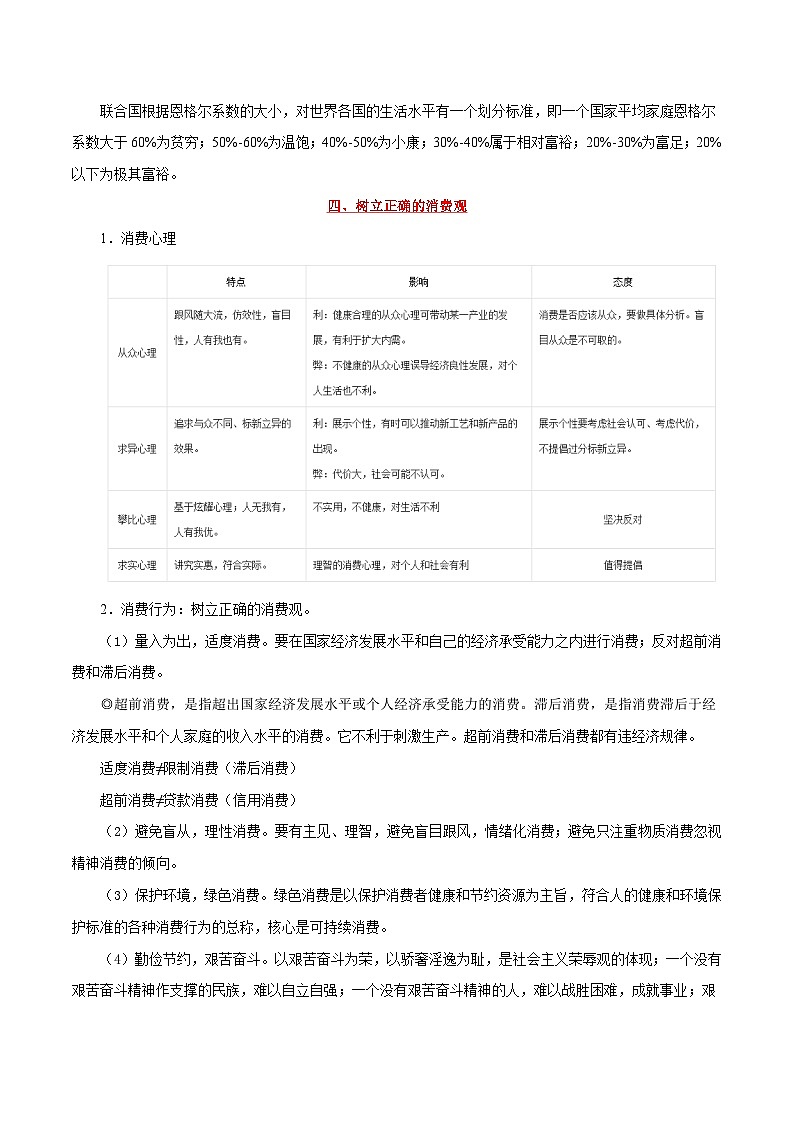 备战2025年高考政治考点一遍过学案考点03 消费（附解析）第3页