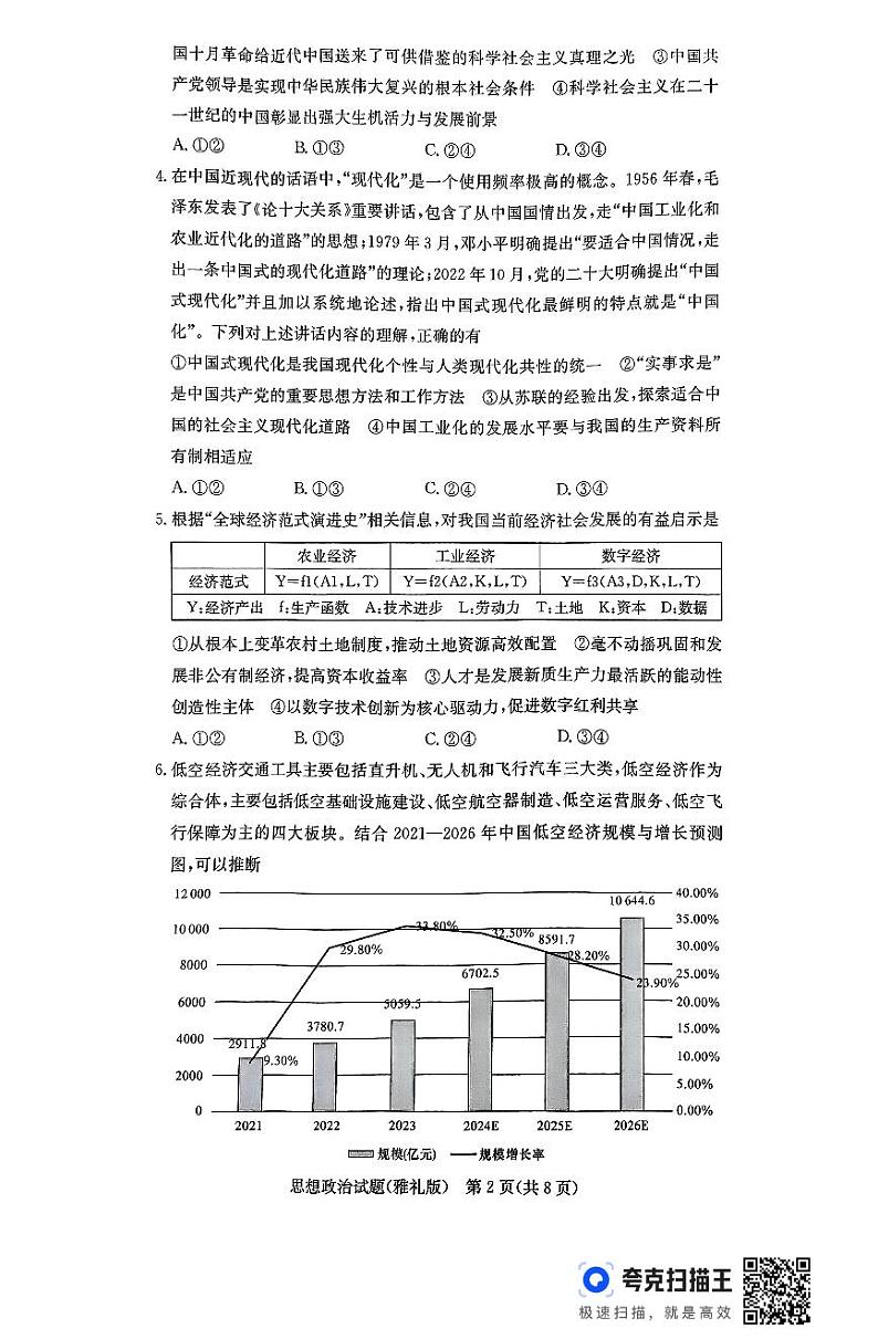 25届雅礼高三11月考 思想政治第2页