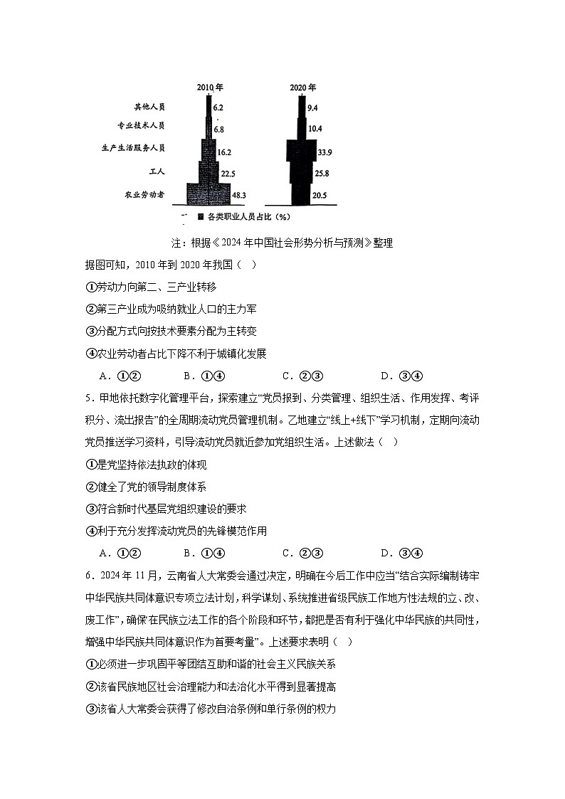 云南省2025年高考综合改革适应性演练思想政治（八省联考）第2页
