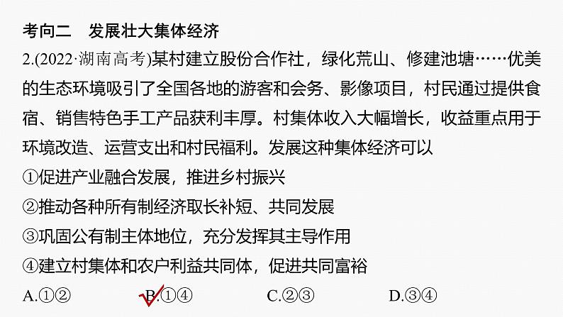 专题二　课时1　我国的生产资料所有制与收入分配制度--2025年高考政治大二轮专题复习（课件）第8页