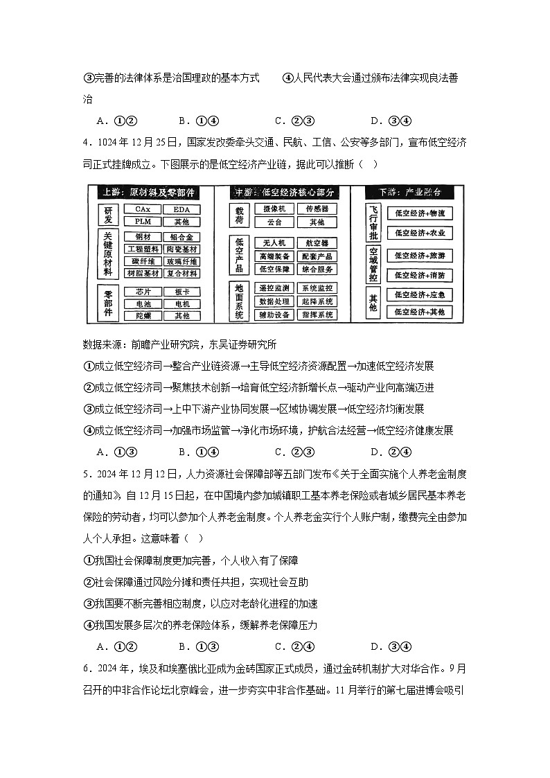 2025届山西省临汾市高三上学期考前适应性训练考试（一）政治试题第2页