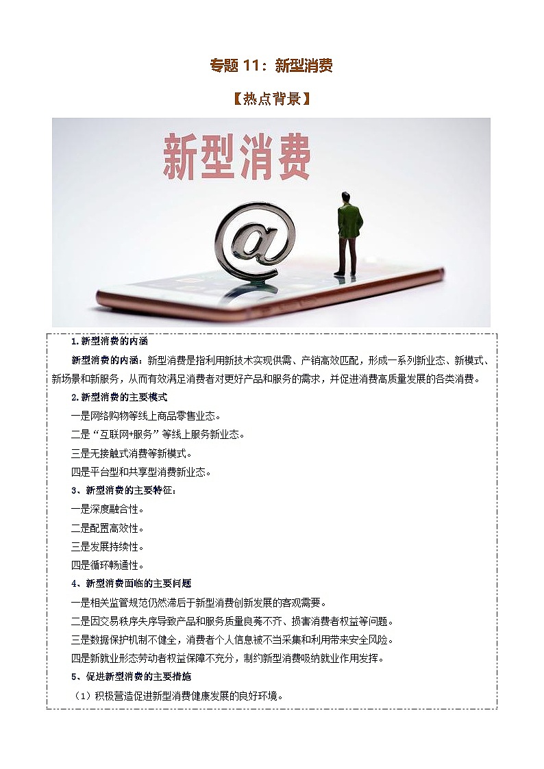 专题11：新型消费-时政押题 备战2025年高考政治必备知识与时政热点（统编版）第1页