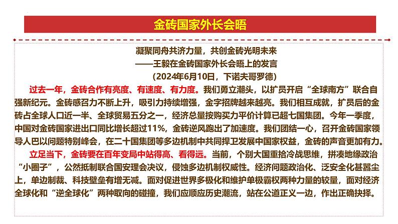 专题13：金砖国家外长会晤-时政押题 备战2025年高考政治必备知识与时政热点（统编版）第5页