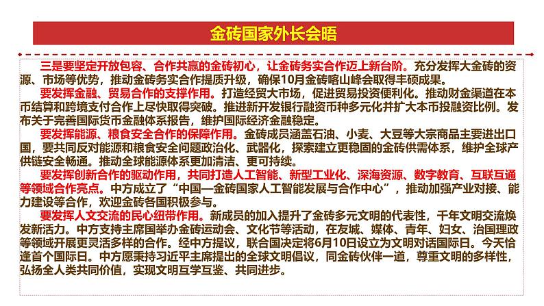 专题13：金砖国家外长会晤-时政押题 备战2025年高考政治必备知识与时政热点（统编版）第8页