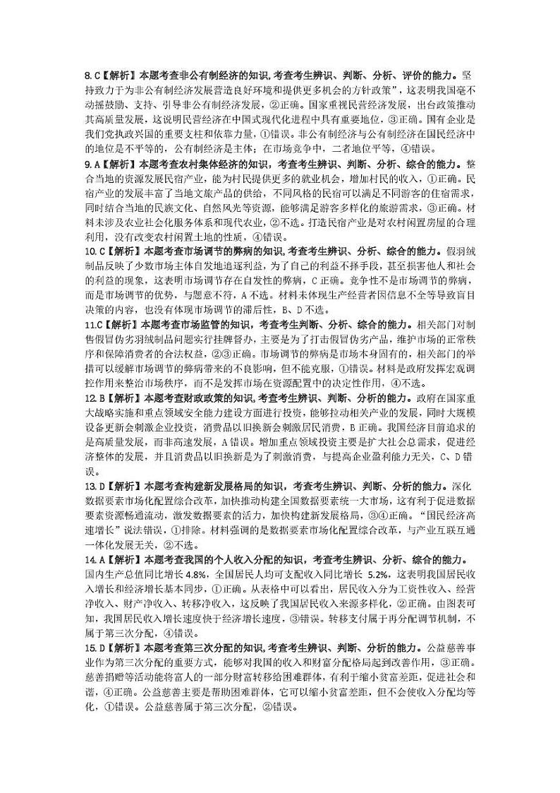 【 高一 思想政治】楚雄州2024-2025学年上学期期末教育学业质量监测思想政治219A答案219A思想政治参考答案第2页