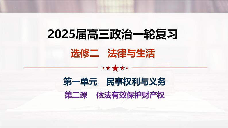 第二课 依法有效保护财产权-2025年高考政治一轮复习考点精讲课件（统编版选择性必修2）第1页