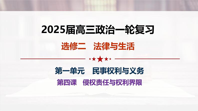 第四课 侵权责任与权利界限-2025年高考政治一轮复习考点精讲课件（统编版选择性必修2）第1页