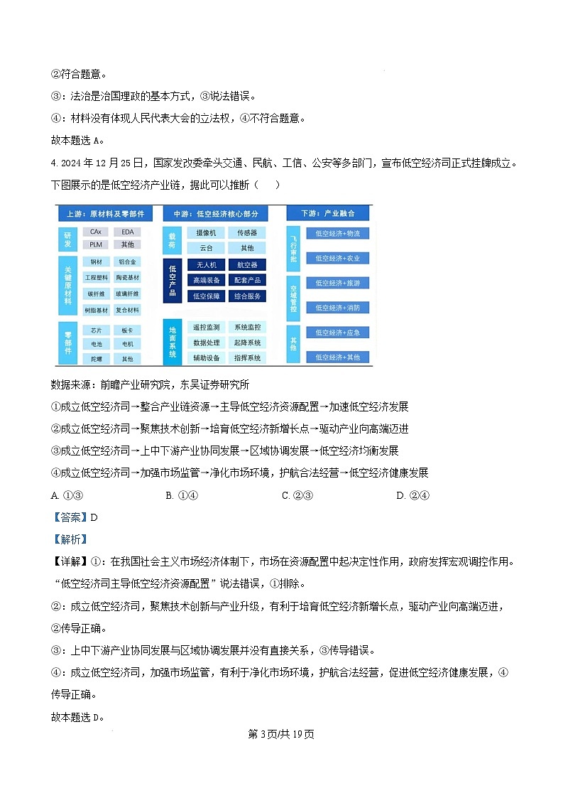 2025届山西省临汾市高三上学期考前适应性训练考试(一)政治试题  Word版含解析第3页