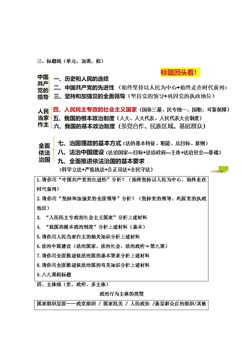 高一下学期政治统编版必修3期末总复习检测题 人教统编版必修4第3页
