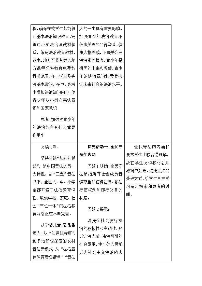 人教统编版高中政治必修3 3-9《全民守法》教学设计二第3页