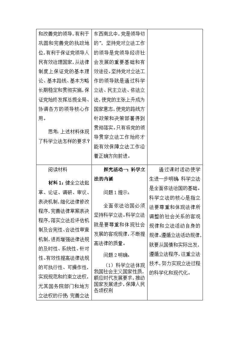 人教统编版高中政治必修3 3-9《科学立法》教学设计第3页