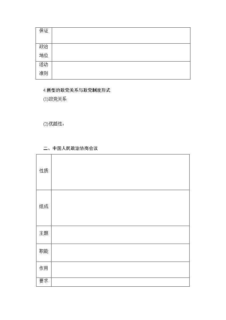 人教统编版高中政治必修3 2-6《中国共产党领导的多党合作和政治协商制度》学案第2页
