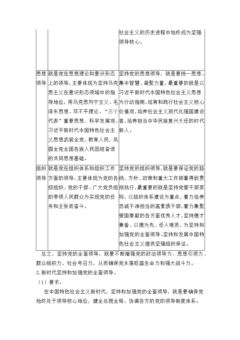 人教统编版高中政治必修3 1-3《坚持党的领导》教学设计第2页