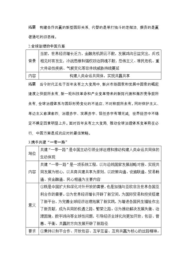 人教统编版高中政治选择性必修1 第二单元综合探究_贡献中国智慧 学案第2页