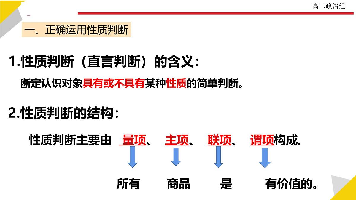 人教统编版高中政治选择性必修3 2-5《正确运用简单判断》教学课件第2页