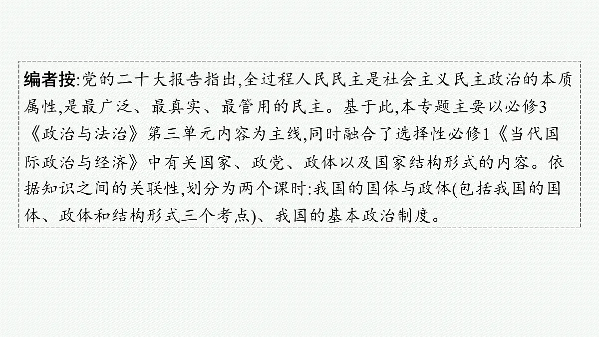 备战2025年高考二轮复习课件 政治（山东版）大单元5 我国的全过程人民民主 课时1 我国的国体与政体第2页