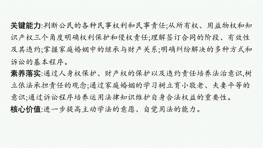 备战2025年高考二轮复习课件 政治（山东版）大单元7 法律与社会生活（选择性必修2第一、二、四单元） 课时1 民事权利与义务第3页