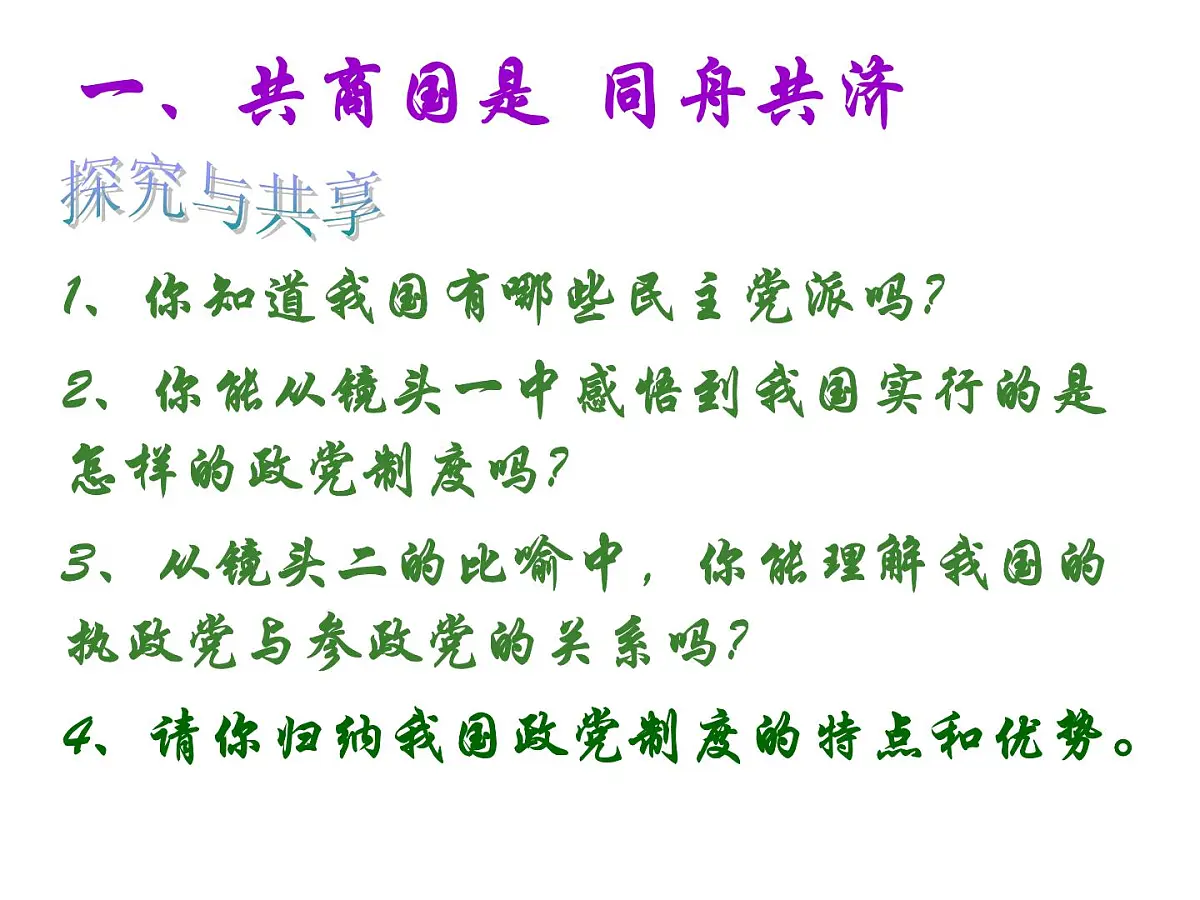 人教版 (新课标)高中政治必修2 3-7《共产党领导的多党合作和政治协商制度：中国特色社会主义政党制度》新课讲知课件第4页