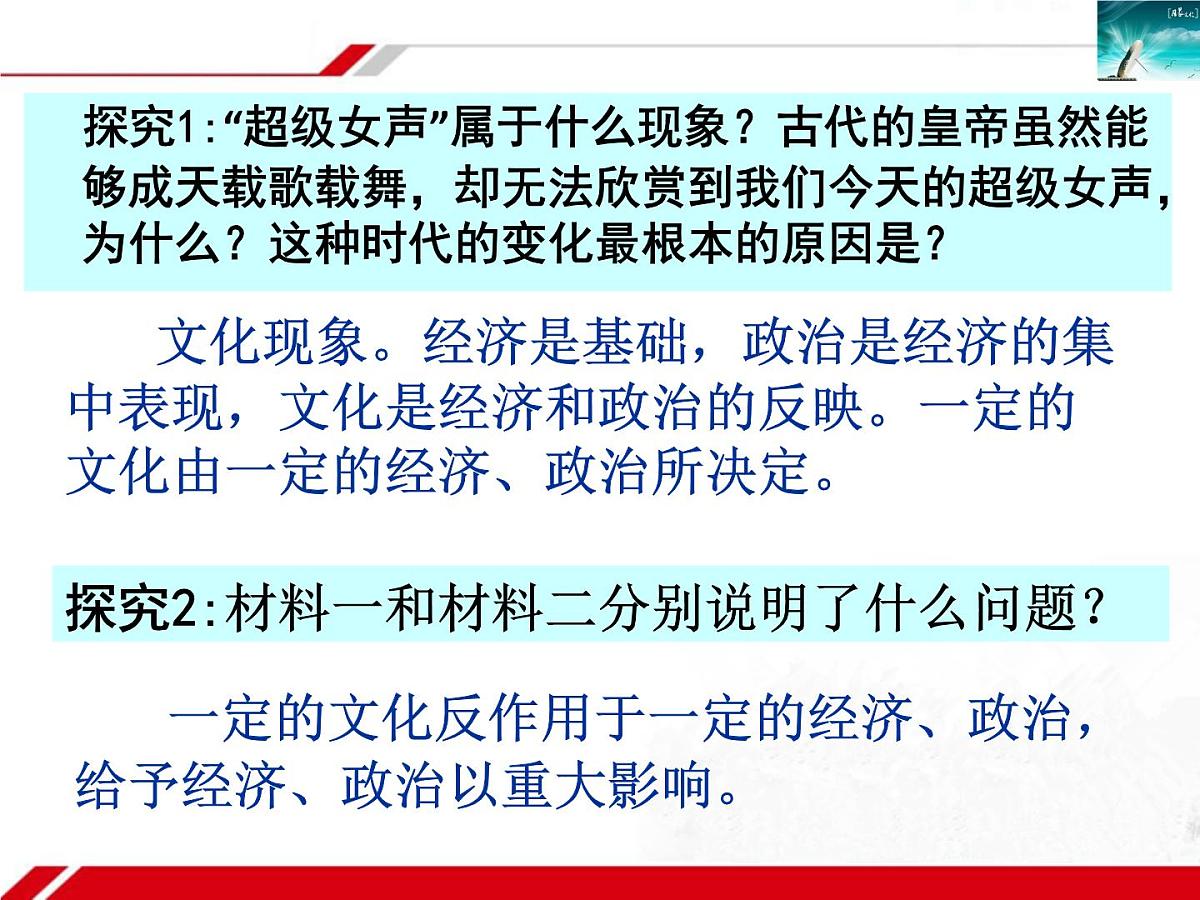 人教版 (新课标)高中政治必修3 1-1-2《文化与经济、政治》新课讲知课件第7页