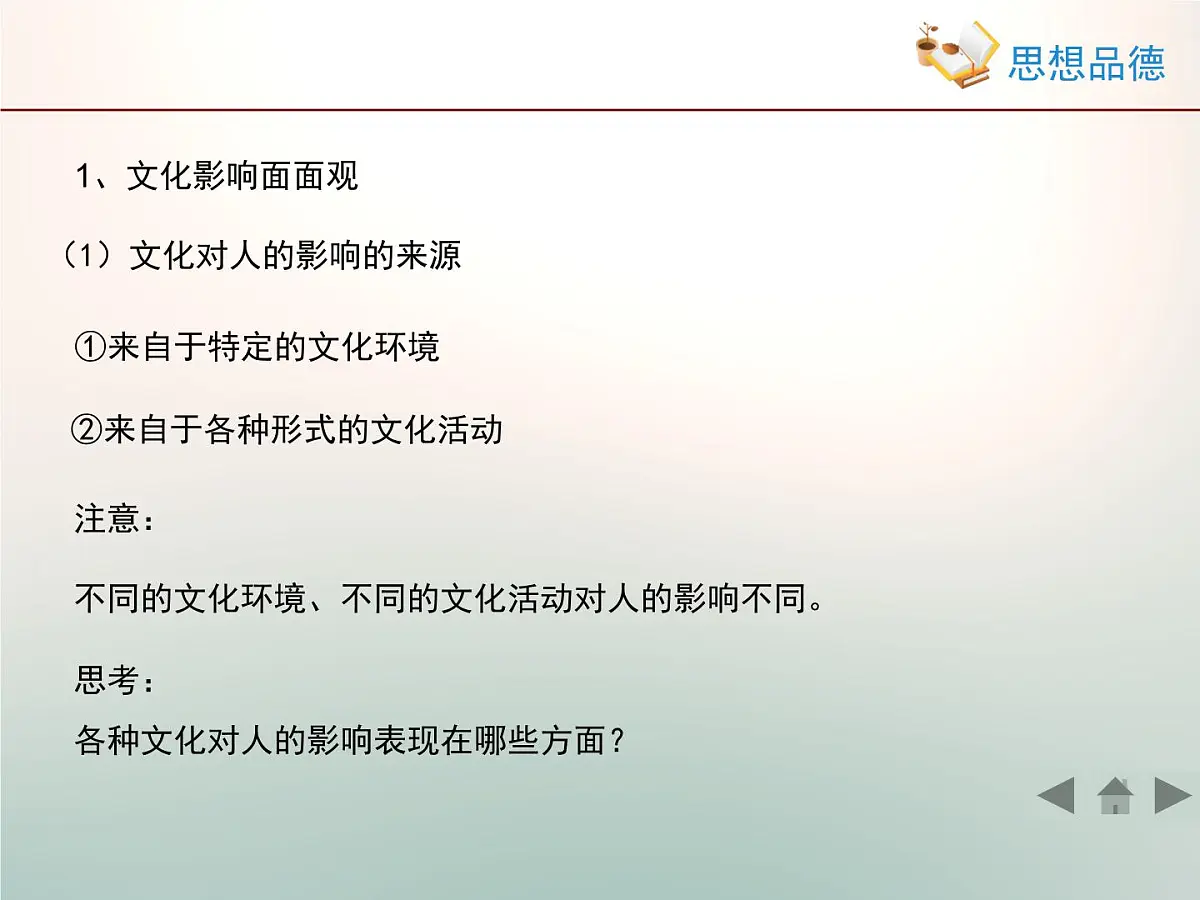 人教版 (新课标)高中政治必修3 1-2-1《感受文化影响》情境探究型课件第8页