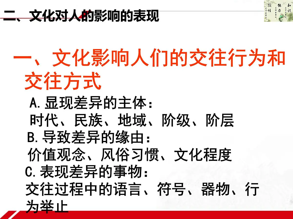 人教版 (新课标)高中政治必修3 1-2-1《感受文化影响》新课讲知课件第7页