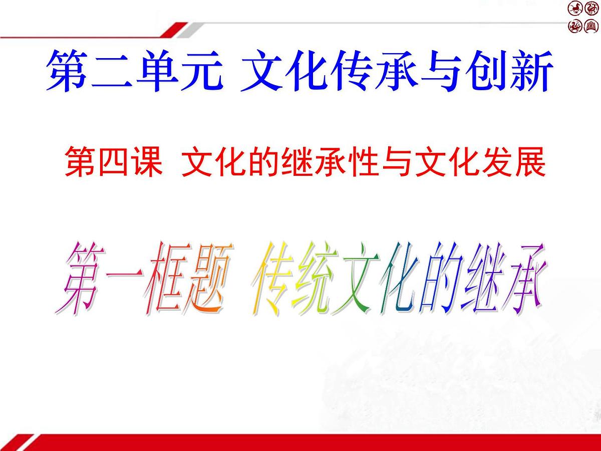 人教版 (新课标)高中政治必修3 2-4-1《传统文化的继承》新课讲知课件第2页