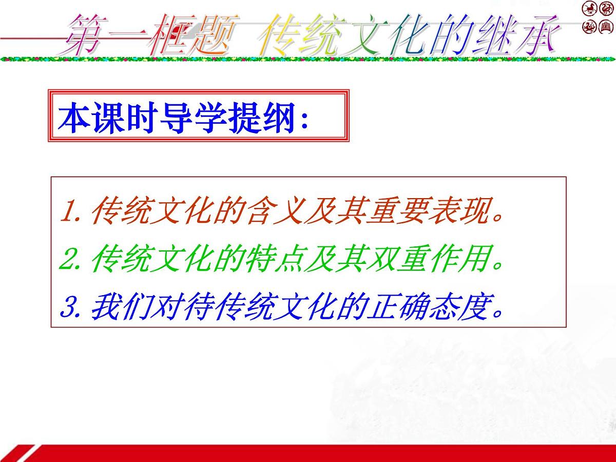 人教版 (新课标)高中政治必修3 2-4-1《传统文化的继承》新课讲知课件第3页
