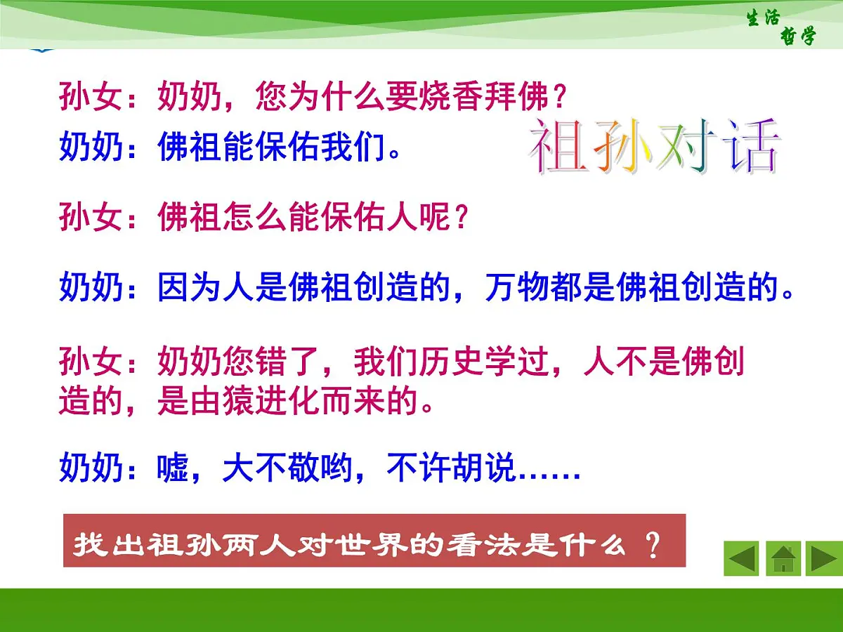 人教版 (新课标)高中政治必修4 1-1-2《关于世界观的学说》新课讲知课件第4页