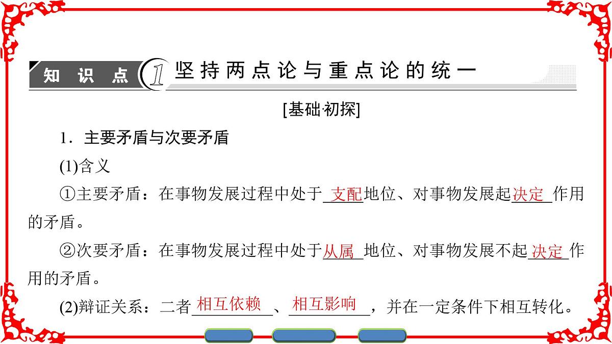 人教版 (新课标)高中政治必修4 3-9-2《用对立统一的观点看问题》课件第3页