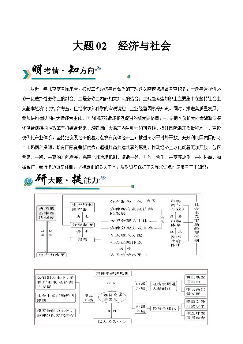 大题02  经济与社会-冲刺2025年高考政治大题突破与限时练（上海专用）（原卷版）第1页